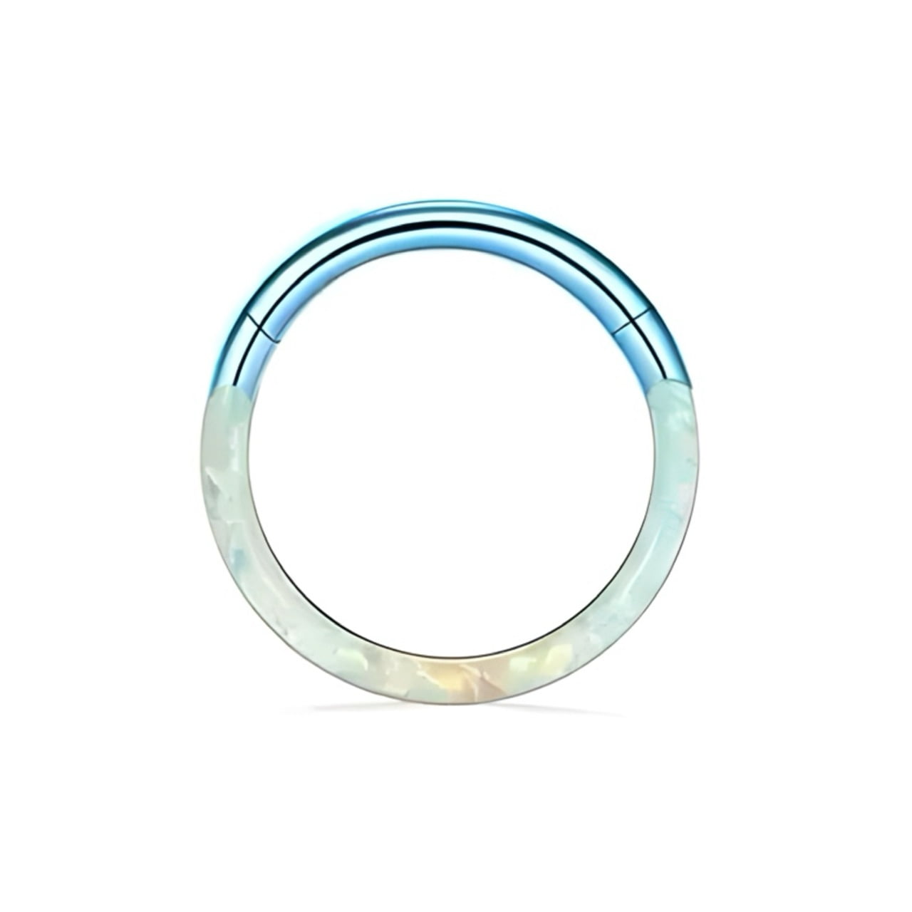 ASTM Titanium Hinged Ring with Front-Set Synthetic Opal Inlay - Image 9