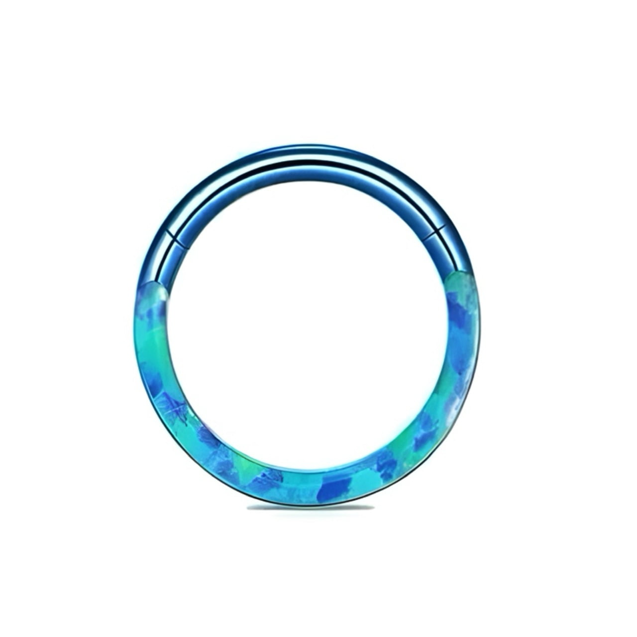 ASTM Titanium Hinged Ring with Front-Set Synthetic Opal Inlay - Image 8