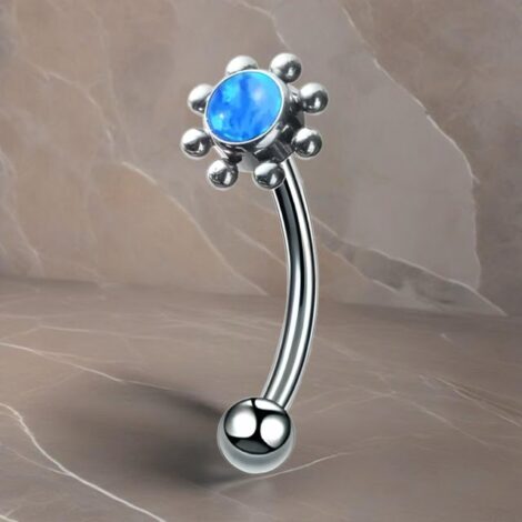 ASTM Titanium Curved Barbell with Opal Sunflower Top Eyebrow Rook - Image 4