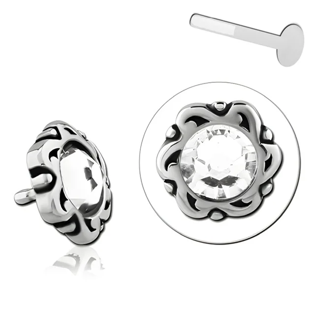 Bioflex Labret Attachment, Jewelled Flower Push Fit Top