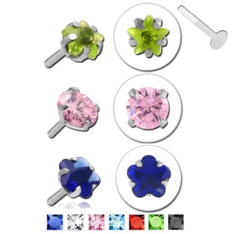 BioFlex Labret Attachment, Prong Set Crystal Push In Top