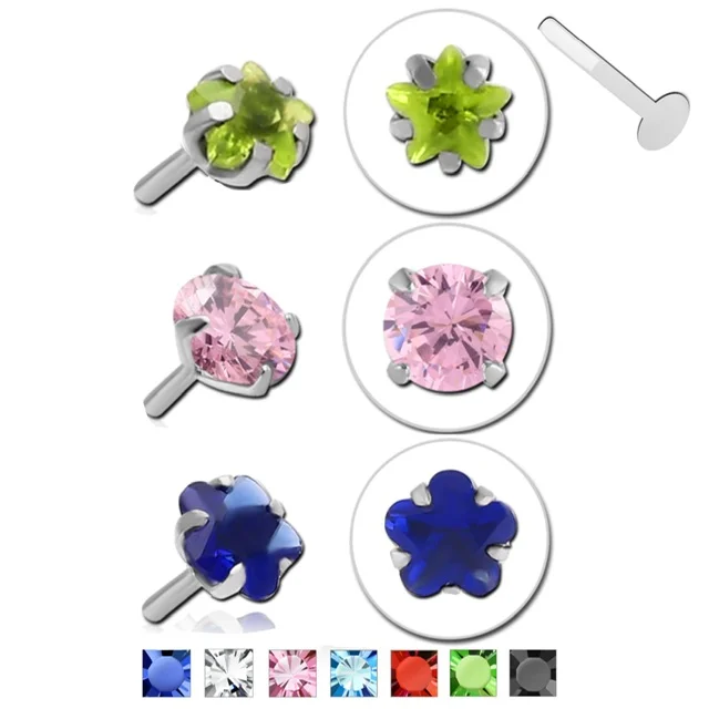 BioFlex Labret Attachment, Prong Set Crystal Push In Top