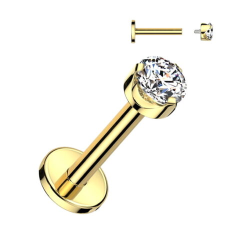 Titanium Royalty Labret Threaded with CZ Set Crown Top - Image 3