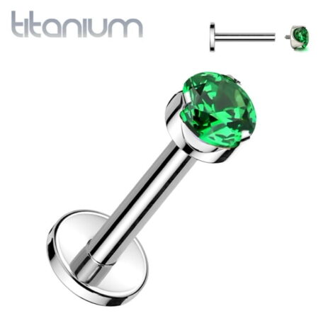 Titanium Royalty Labret Threaded with CZ Set Crown Top - Image 6