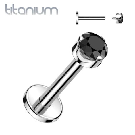 Titanium Royalty Labret Threaded with CZ Set Crown Top - Image 8