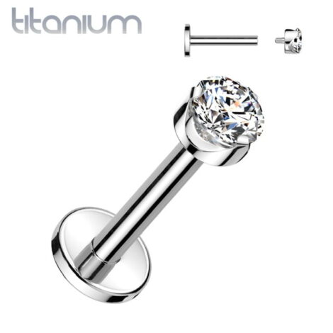 Titanium Royalty Labret Threaded with CZ Set Crown Top - Image 9