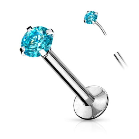 Labret Cartilage Stud With Threadless Push In Pin Colourful Prong CZ - Image 11