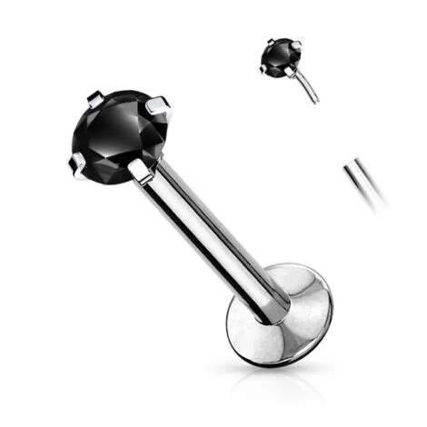 Labret Cartilage Stud With Threadless Push In Pin Colourful Prong CZ - Image 10