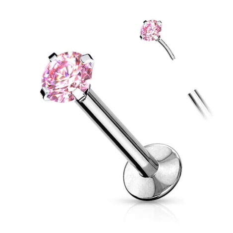 Labret Cartilage Stud With Threadless Push In Pin Colourful Prong CZ - Image 12