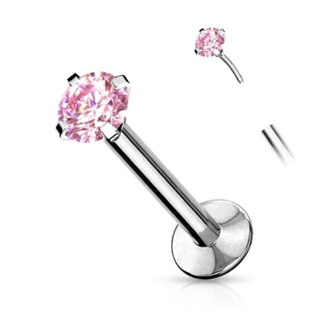 Labret Cartilage Stud With Threadless Push In Pin Colourful Prong CZ - Image 12