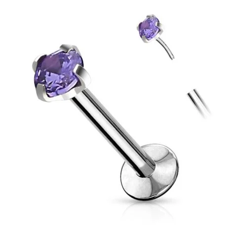 Labret Cartilage Stud With Threadless Push In Pin Colourful Prong CZ - Image 7