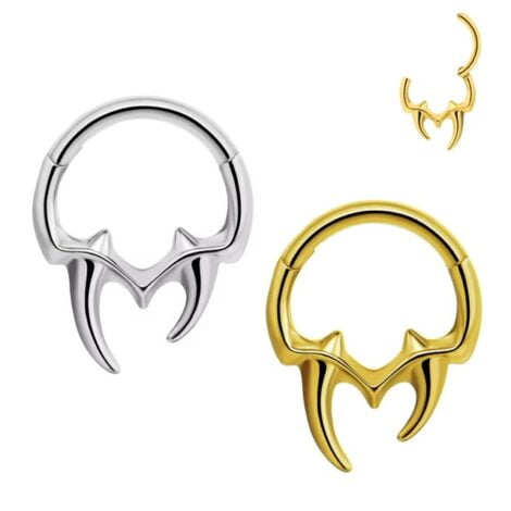 Hinged Segment Ring with Pincher Fangs in 100% Surgical Steel