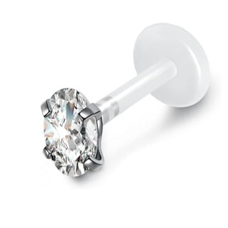 Bioplast Labret Stud w/ Push Fit Marquise Teardrop Oval Prong CZ Tops - Image 6