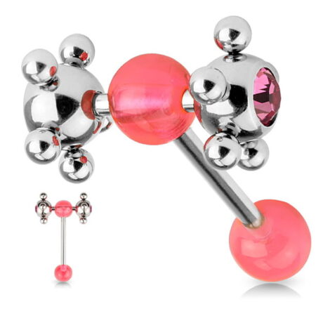 Fun Erotic Spinner Tongue Barbell w/ Gem Set Beaded Massage Balls - Image 4