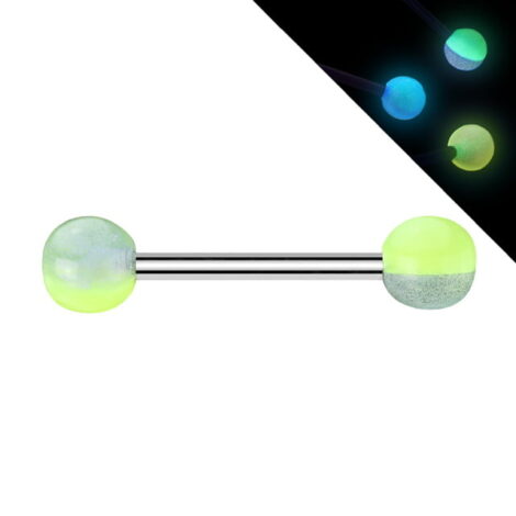 2-Colour Glow in The Dark Acrylic Ball Tongue Nipple Barbells - Image 3