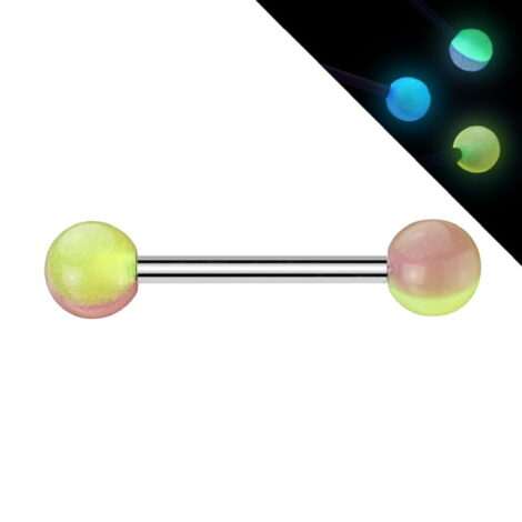2-Colour Glow in The Dark Acrylic Ball Tongue Nipple Barbells - Image 4