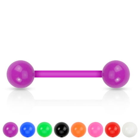 Solid Color Acrylic Balls on Bioflex Barbells Nipple Tongue