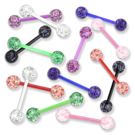 Ultra Glitter Acrylic Balls Flexible PTFE Tongue Nipple Barbell