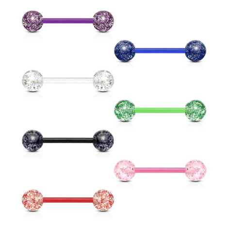Ultra Glitter Acrylic Balls Flexible PTFE Tongue Nipple Barbell - Image 2