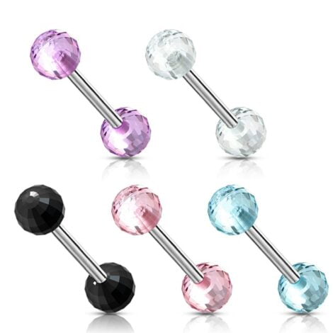 Acrylic Faceted Disco Balls Tongue Nipple Barbell Mix Sizes