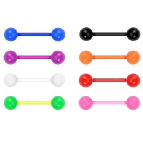 Solid Color Acrylic Balls on Bioflex Barbells Nipple Tongue - Image 3