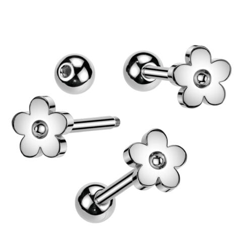 Flower Stainless Steel Top with 316L Surgical Steel Barbell