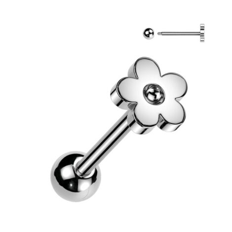 Flower Stainless Steel Top with 316L Surgical Steel Barbell - Image 2