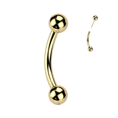 Implant Grade Titanium Threadless Curved Barbell with Push In Pin Ball and Fixed Ball - Image 3
