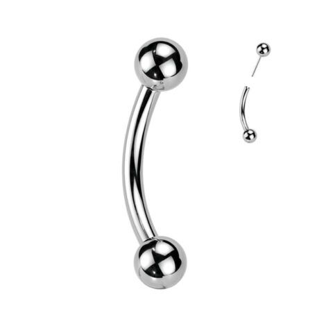 Implant Grade Titanium Threadless Curved Barbell with Push In Pin Ball and Fixed Ball - Image 2