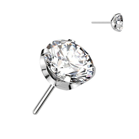 Implant Grade Titanium Threadless Push In CNC Cut Round Back Claw Set CZ Top - Image 4