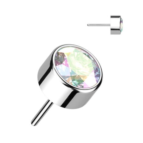 Implant Grade Titanium Threadless Push In Top with Bezal Round CZ or Opal - Image 6