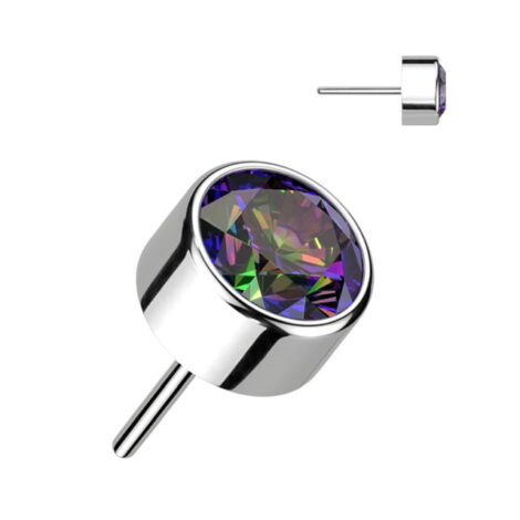 Implant Grade Titanium Threadless Push In Top with Bezal Round CZ or Opal - Image 5