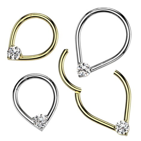 High Quality Precision Teardrop Hinged Segment Ring With Prong Set CZ