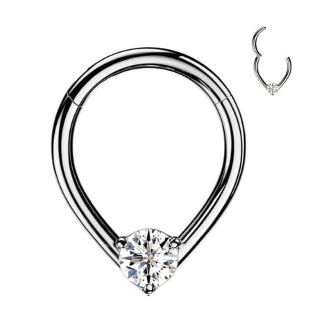 High Quality Precision Teardrop Hinged Segment Ring With Prong Set CZ - Image 2
