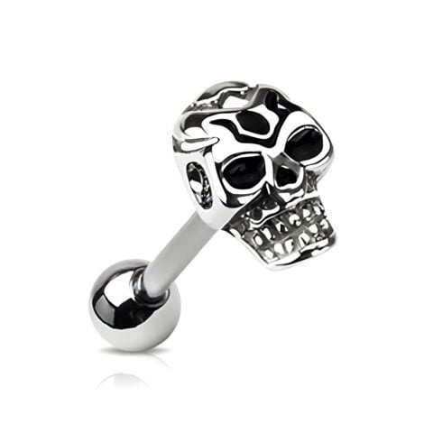 Casted Tribal Skull Top 316L Surgical Steel Barbell