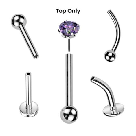 Implant Grade Titanium Threadless Push In CNC Cut Round Back Claw Set CZ Top - Image 5