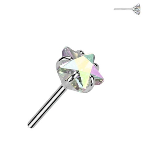 Implant Grade Titanium Threadless Push In Prong Set Star CZ Top - Image 3
