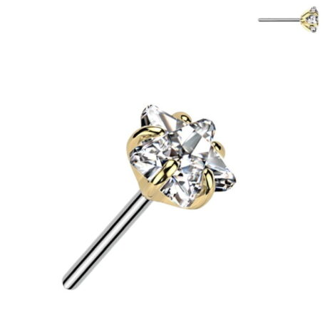 Implant Grade Titanium Threadless Push In Prong Set Star CZ Top - Image 4