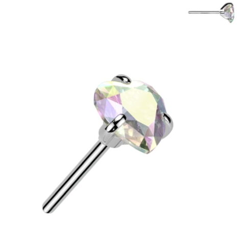 Implant Grade Titanium Threadless Push In Prong Set Heart CZ Top - Image 6