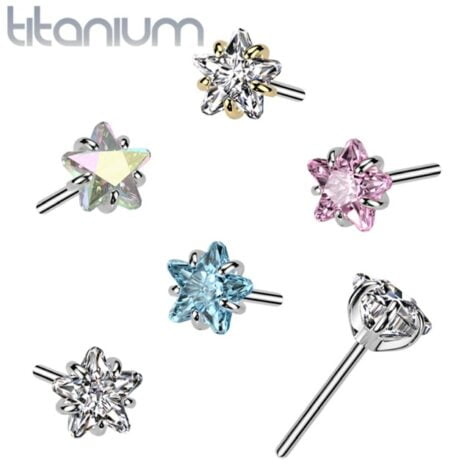 Implant Grade Titanium Threadless Push In Prong Set Star CZ Top