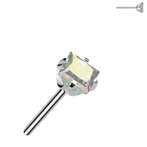 Implant Grade Titanium Threadless Push In Prong Set Square CZ Top - Image 7