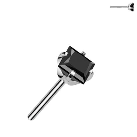 Implant Grade Titanium Threadless Push In Prong Set Square CZ Top - Image 6