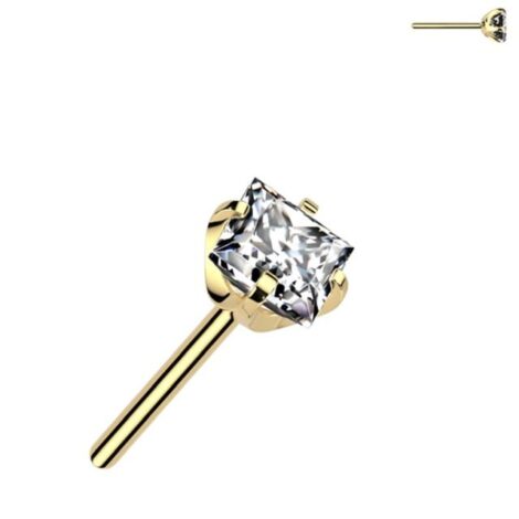 Implant Grade Titanium Threadless Push In Prong Set Square CZ Top - Image 5