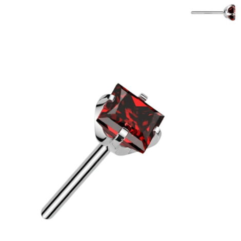 Implant Grade Titanium Threadless Push In Prong Set Square CZ Top - Image 3