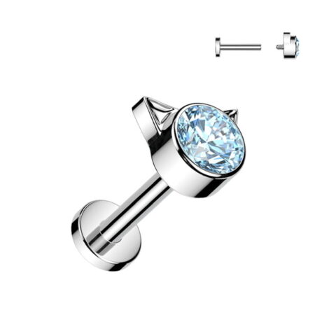 Implant Grade Titanium Kitty Labret w/ Bezal Set CZ Top Internally Threaded - Image 3