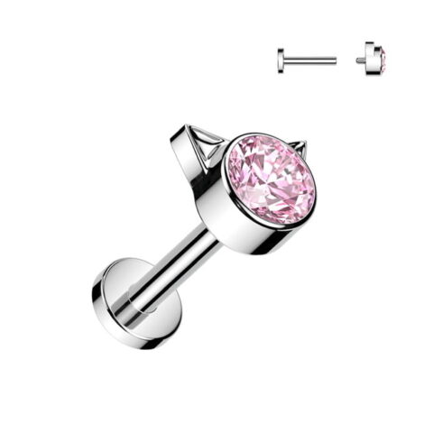 Implant Grade Titanium Kitty Labret w/ Bezal Set CZ Top Internally Threaded - Image 4