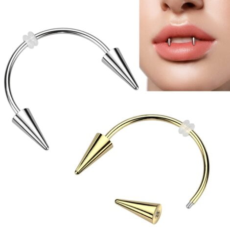 316L Surgical Stainless Steel Smiley Vampire Fangs Horseshoe Piercing