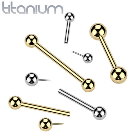 Implant Grade Titanium Threadless Barbell Push In Pin Ball and Fixed Ball
