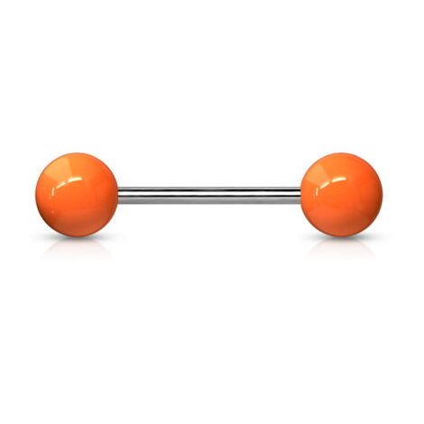 Implant Grade Titanium Tongue Nipple Barbell With Solid Color Acrylic Balls - Image 2