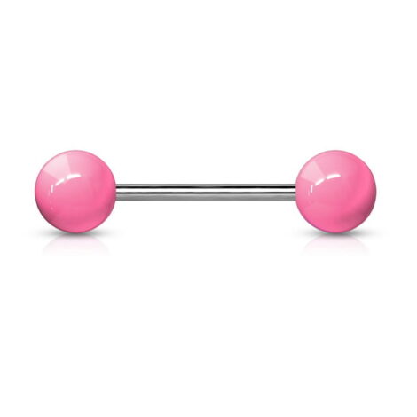Implant Grade Titanium Tongue Nipple Barbell With Solid Color Acrylic Balls - Image 4